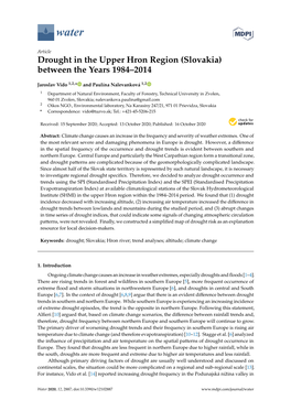 Drought in the Upper Hron Region (Slovakia) Between the Years 1984–2014