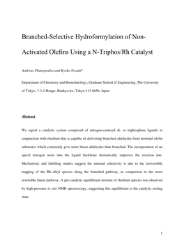 Branched-Selective Hydroformylation of Non