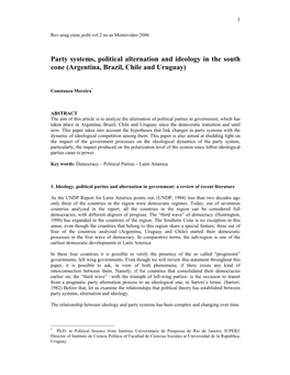 Party Systems, Political Alternation and Ideology in the South Cone (Argentina, Brazil, Chile and Uruguay)