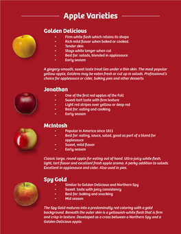 Nugent Orchards Apple Varieties