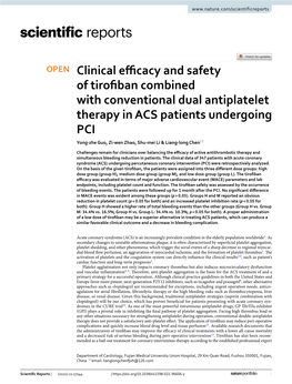 Clinical Efficacy and Safety of Tirofiban Combined with Conventional Dual