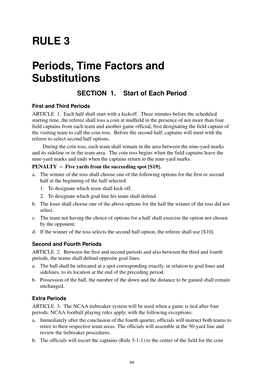 RULE 3 Periods, Time Factors and Substitutions