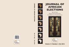 Journal of African Elections Vol 15 No 2 Oct 2016 Ii Journal of African Elections