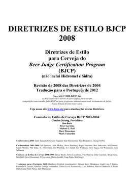 Diretrizes De Estilo Bjcp 2008