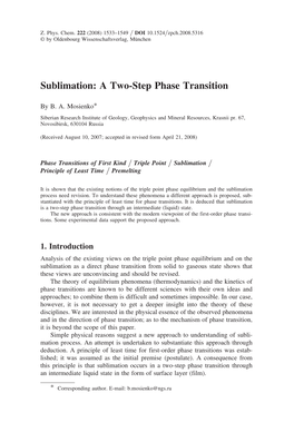 Sublimation: a Two-Step Phase Transition