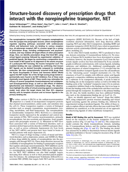 Structure-Based Discovery of Prescription Drugs That Interact with the Norepinephrine Transporter, NET