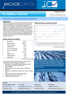 Nestlé SA — a Sweet Investment Opportunity