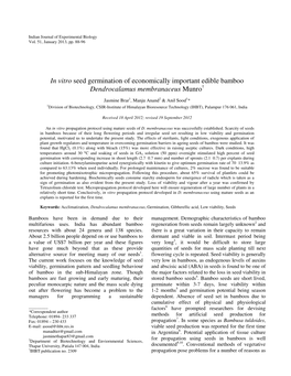 In Vitro Seed Germination of Economically Important Edible Bamboo Dendrocalamus Membranaceus Munro†