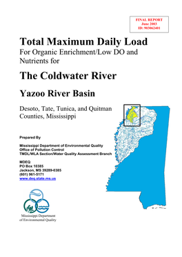 Total Maximum Daily Load the Coldwater River