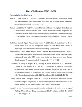 Research Publications (2003-2020)