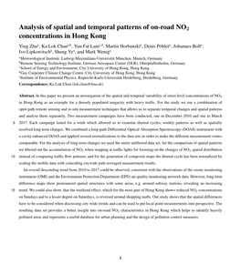 Analysis of Spatial and Temporal Patterns of On-Road NO2