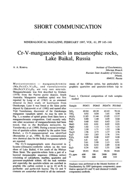 SHORT COMMUNICATION Cr-V-Manganospinels In