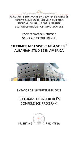 Studimet Albanistike Në Amerikë Albanian Studies in America