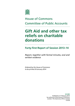 Gift Aid and Other Tax Reliefs on Charitable Donations