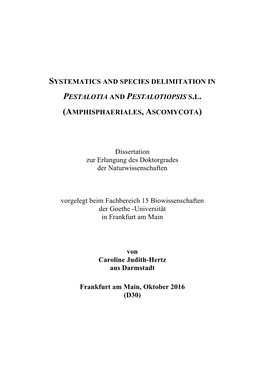 Systematics and Species Delimitation in Pestalotia and Pestalotiopsis S.L