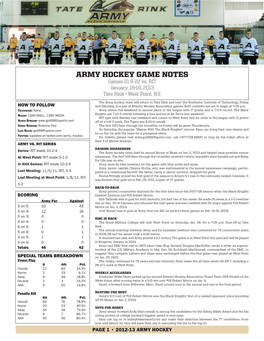 ARMY HOCKEY GAME NOTES Games 21 & 22 Vs