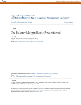 The Pallant V Morgan Equity Reconsidered