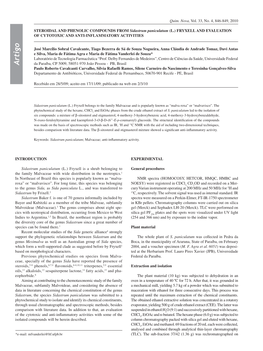 STEROIDAL and PHENOLIC COMPOUNDS from Sidastrum Paniculatum (L.) FRYXELL and EVALUATION of CYTOTOXIC and ANTI-INFLAMMATORY ACTIVITIES