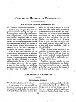 Committee Reports on Ornamentals