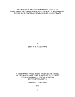 Gosaccharides (Gos) Supplementation: a Randomized, Double-Blind Controlled Study in Healthy Aged Adults