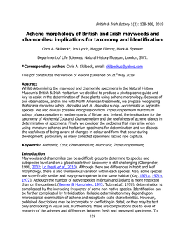 Achene Morphology of British and Irish Mayweeds and Chamomiles: Implications for Taxonomy and Identification