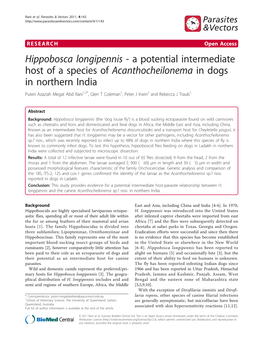 A Potential Intermediate Host of a Species of Acanthocheilonema In