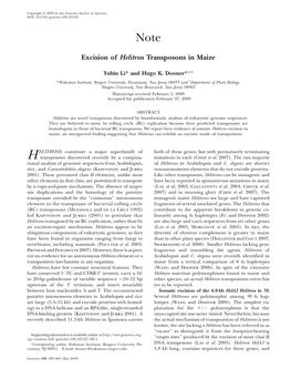 Excision of Helitron Transposons in Maize