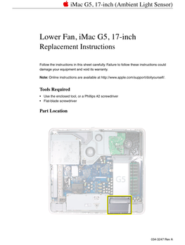 Imac G5 17-Inch Lower Fan Replacement Instructions (Do It