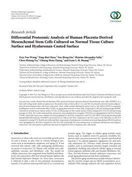 Differential Proteomic Analysis of Human Placenta-Derived Mesenchymal Stem Cells Cultured on Normal Tissue Culture Surface and Hyaluronan-Coated Surface