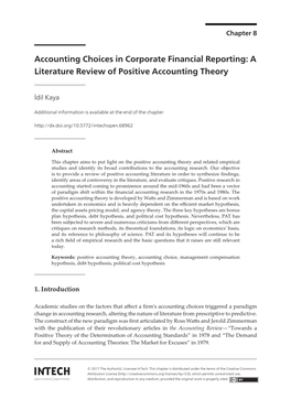 A Literature Review of Positive Accounting Theory İdil Kaya