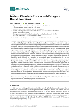 Intrinsic Disorder in Proteins with Pathogenic Repeat Expansions