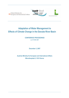 Adaptation of Water Management to Effects of Climate Change in the Danube River Basin