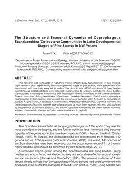 Coleoptera) Communities in Later Developmental Stages of Pine Stands in NW Poland