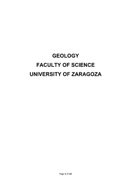 Geology Faculty of Science University of Zaragoza