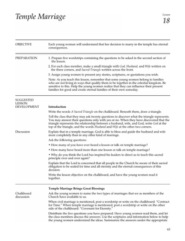 Temple Marriage Lesson 18