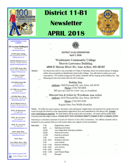 District 11-B1 Newsletter APRIL 2018