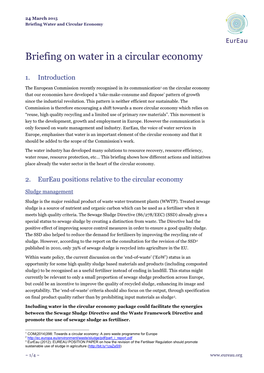 Briefing on Water in a Circular Economy