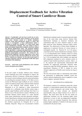 Displacement Feedback for Active Vibration Control of Smart Cantilever Beam