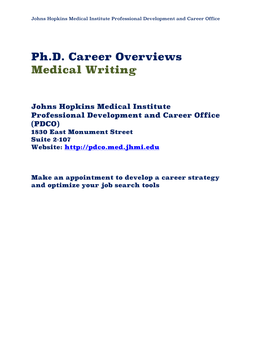 Ph.D. Career Overviews Medical Writing