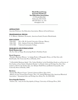 Download Dr. Mark H. Long's CV