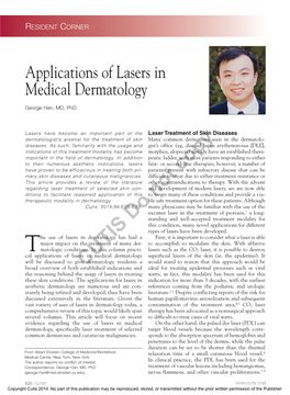 Applications of Lasers in Medical Dermatology