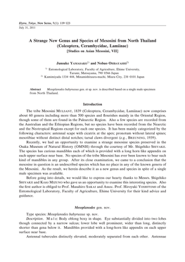 A Strange New Genus and Species of Mesosini from North Thailand (Coleoptera, Cerambycidae, Lamiinae) [Studies on Asian Mesosini, VII]