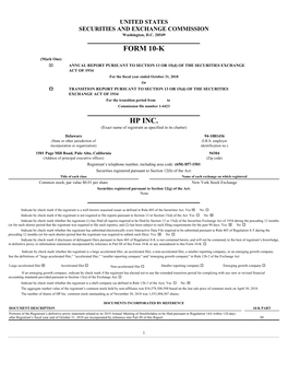 Form 10-K Hp Inc