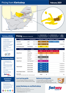 Pricing Fromklerksdorp