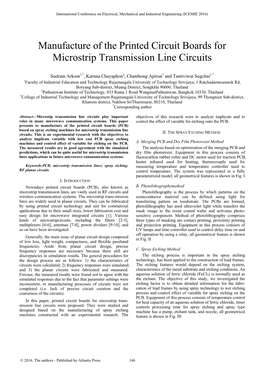 Manufacture of the Printed Circuit Boards for Microstrip Transmission Line Circuits