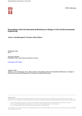 Proceedings of the 3Rd International Workshop on Design in Civil and Environmental Engineering