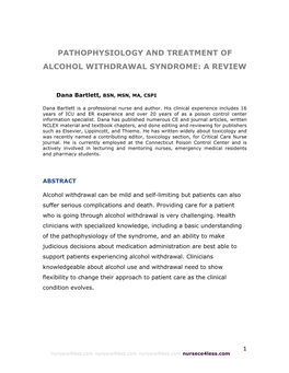 Pathophysiology and Treatment of Alcohol Withdrawal Syndrome: a Review