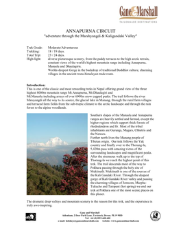 ANNAPURNA CIRCUIT "Adventure Through the Marshyangdi & Kaligandaki Valley"