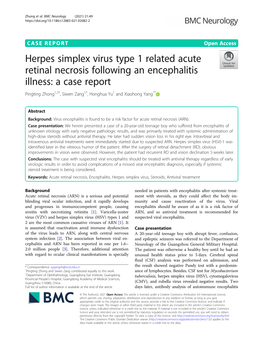 Herpes Simplex Virus Type 1 Related Acute Retinal Necrosis Following An