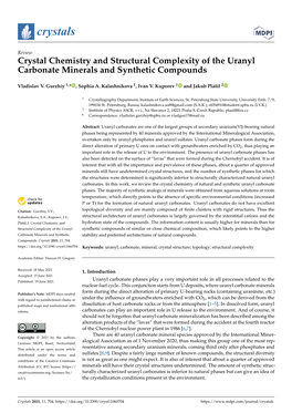 Crystal Chemistry and Structural Complexity of the Uranyl Carbonate Minerals and Synthetic Compounds